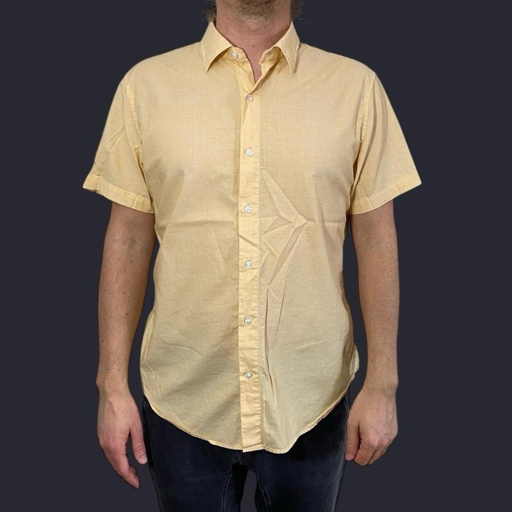 Bonobos Men's Yellow Short Sleeve Shirt L